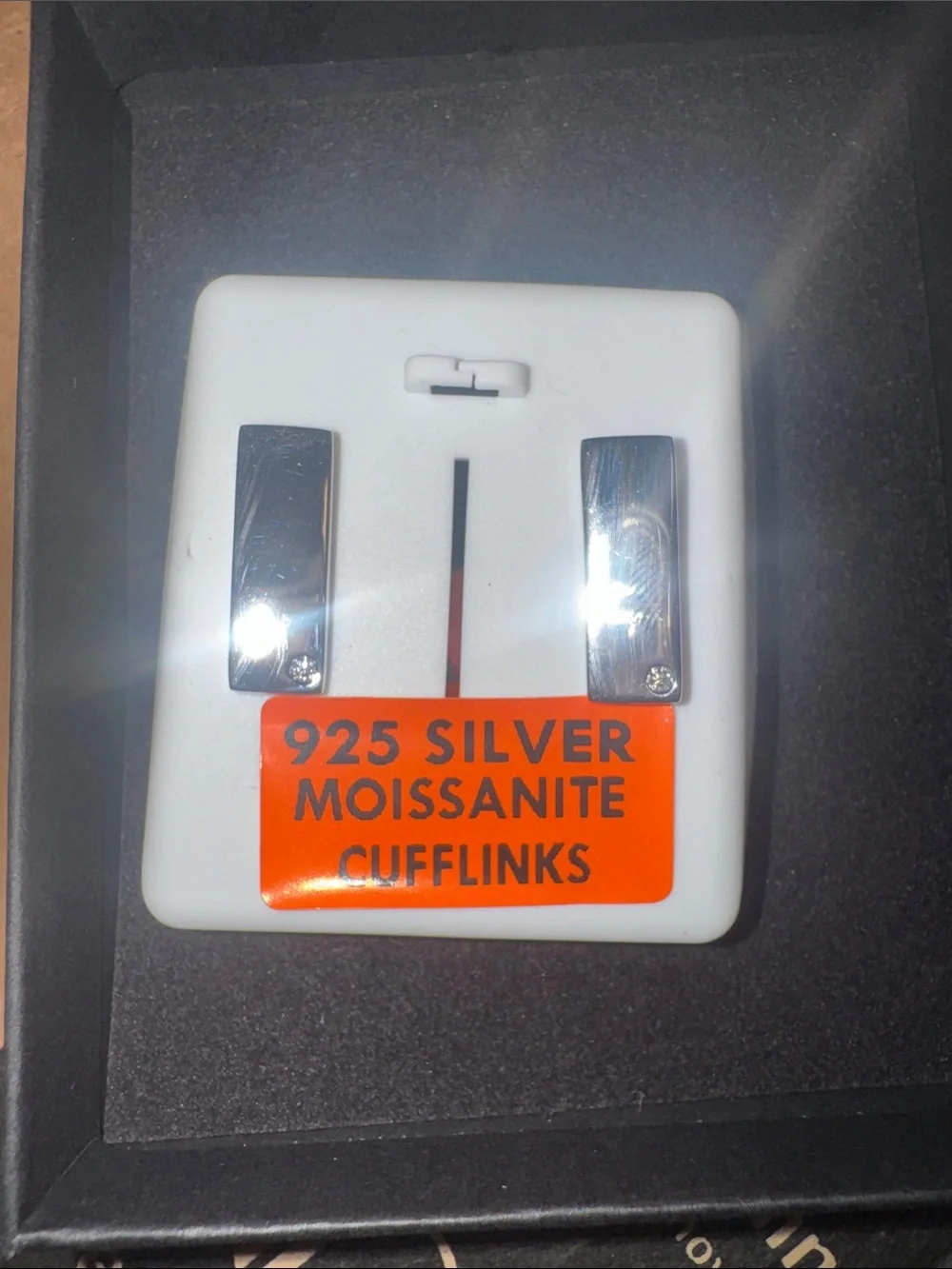 Sterling Silver 925 Moissanite Cufflinks - Silver Bar